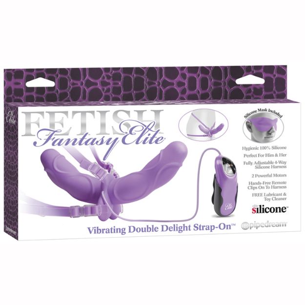 Picture of FF ELITE 10" VIBRATING DOUBLE DELIGHT STRAP-ON PUR