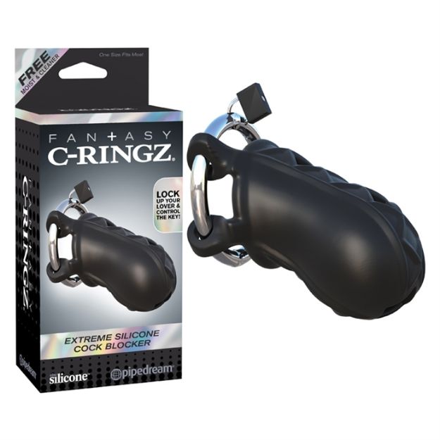 Picture of C-RINGZ EXTREME SILICONE COCK BLOCKER BLACK