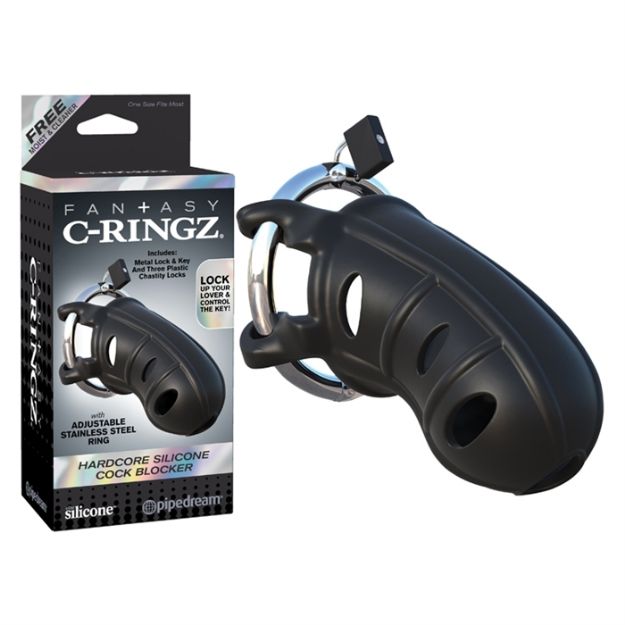 Picture of C-RINGZ HARDCORE SILICONE COCK BLOCKER BLACK