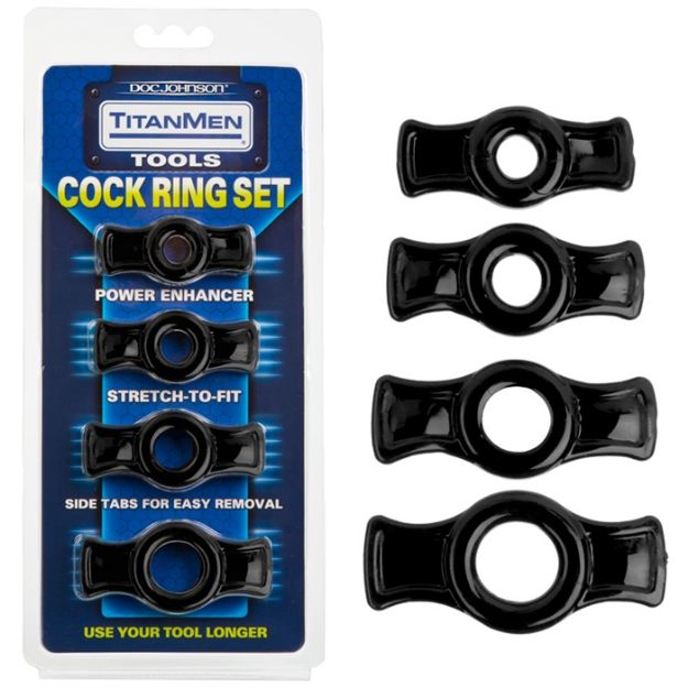 Picture of TITANMEN TOOLS COCK RING SET BLACK