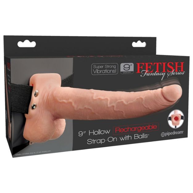 Picture of Fetish Fantasy 9" Hollow Rechargeable Strap-on wit