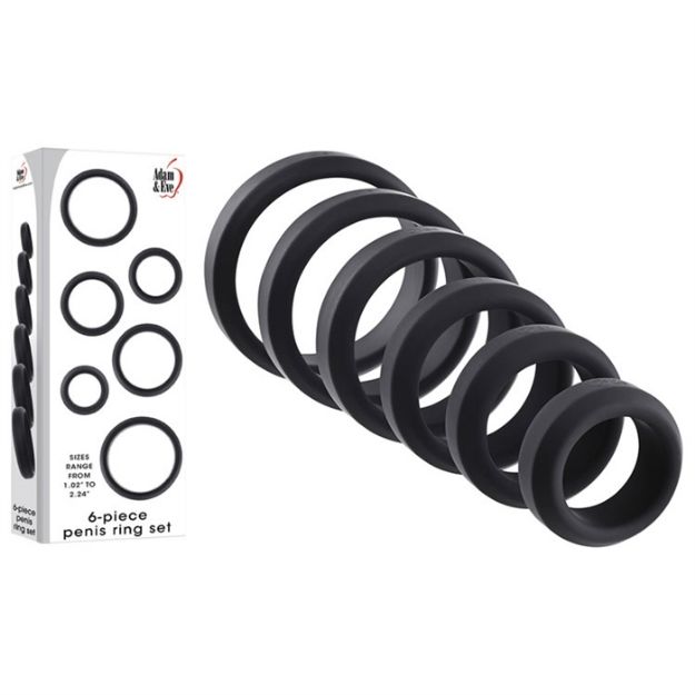 Picture of A&E 6-Piece Penis Ring Set - Silicone black