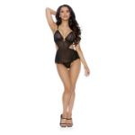 Picture of Tie-Back Baby Doll Teddy & Thong - Black