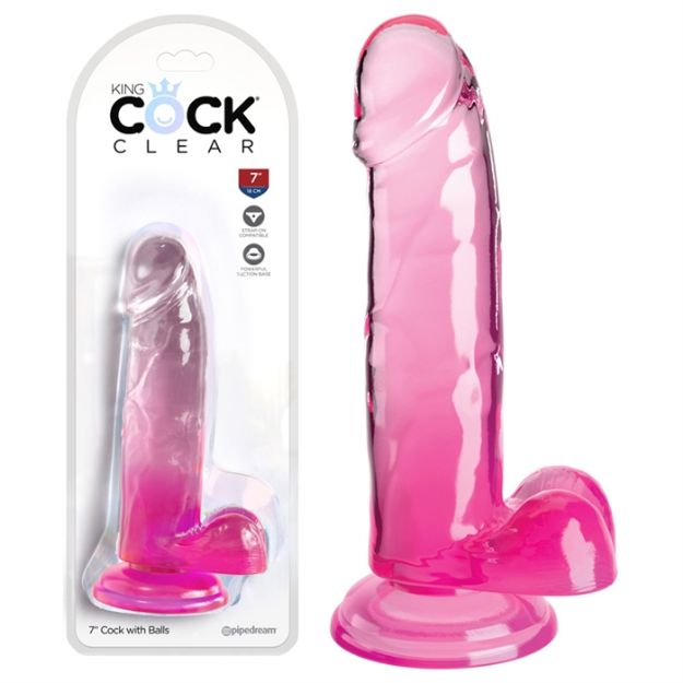 Picture of King Cock Clear 7" With Balls - Pink