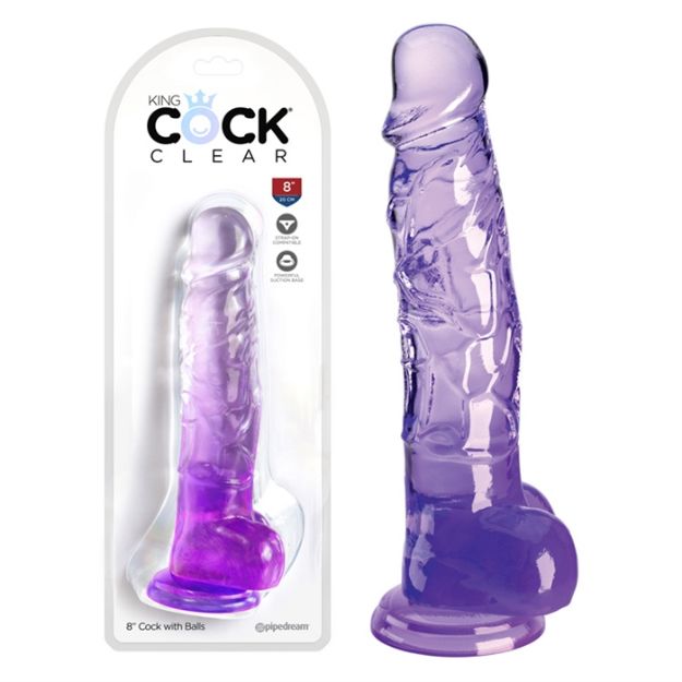 Picture of King Cock Clear 8" With Balls - Purple