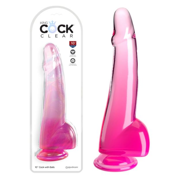 Picture of King Cock Clear10" With Balls - Pink